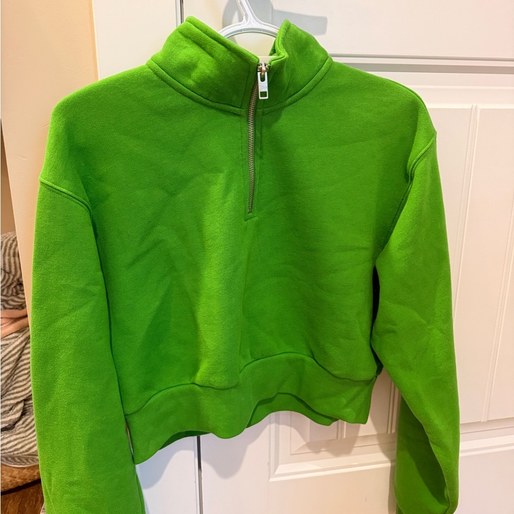 TNA Cozy Fleece Perfect 1/4 zip in Vine Green